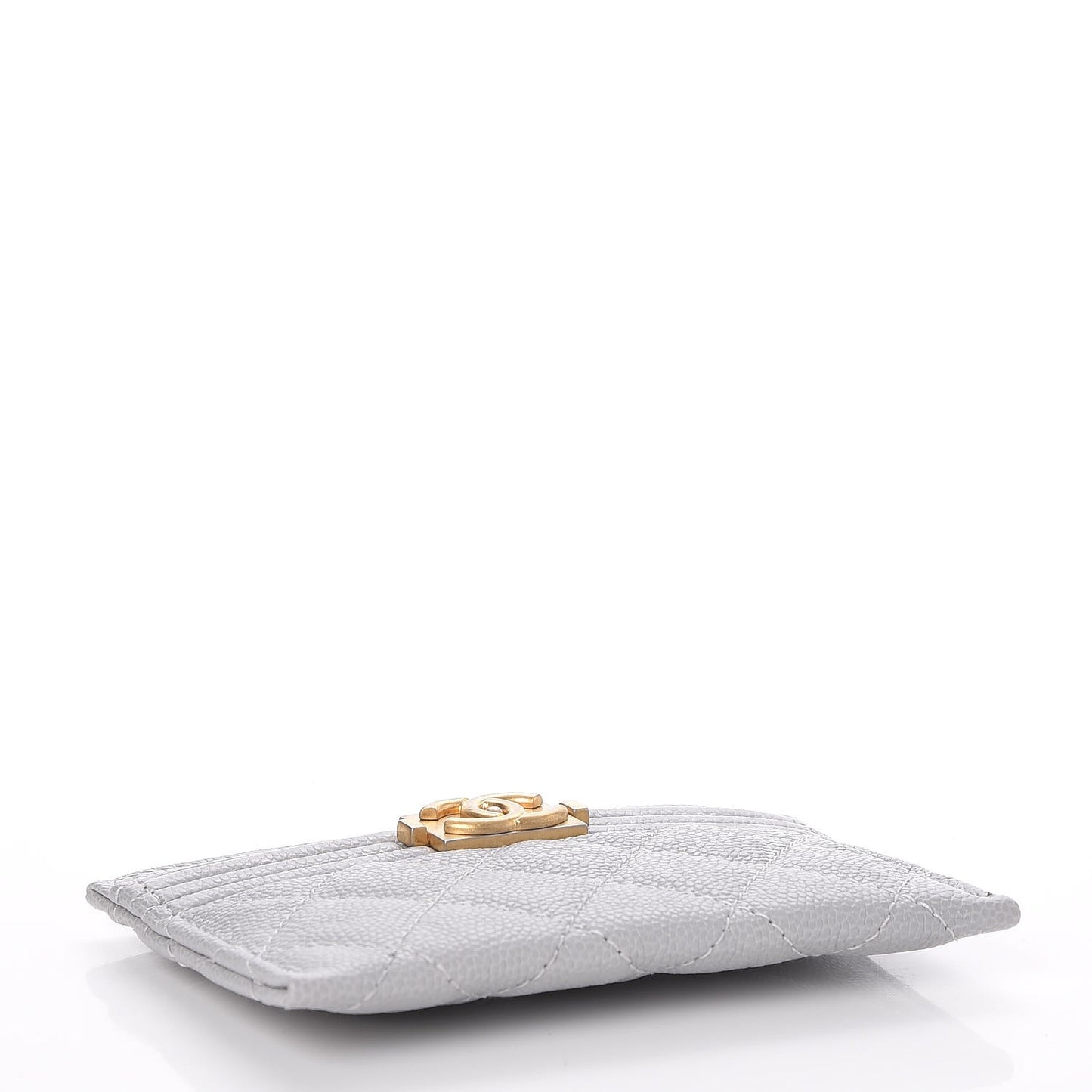 Caviar Quilted Boy Card Holder Grey