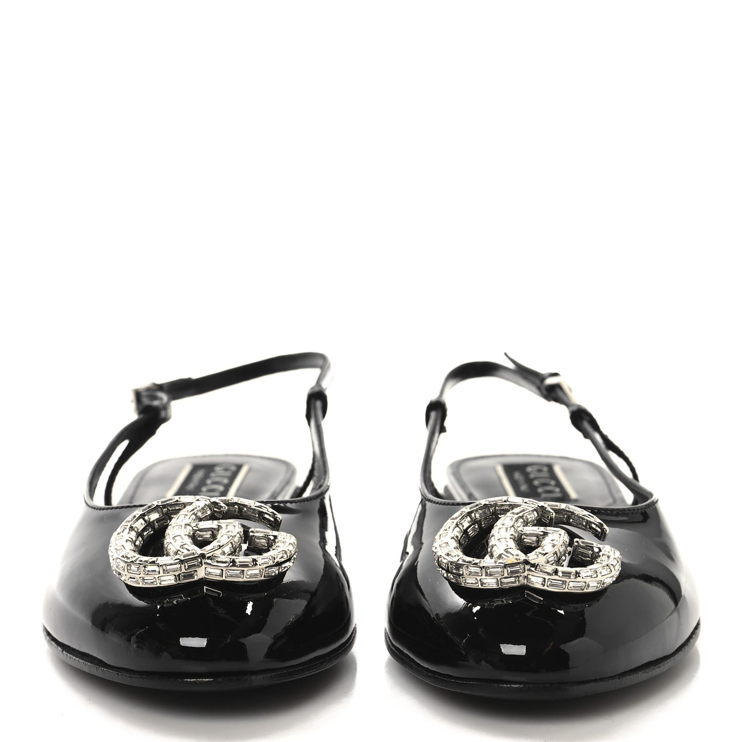 Vernice Crystal GG Harlow Ballet Flats 36 Black