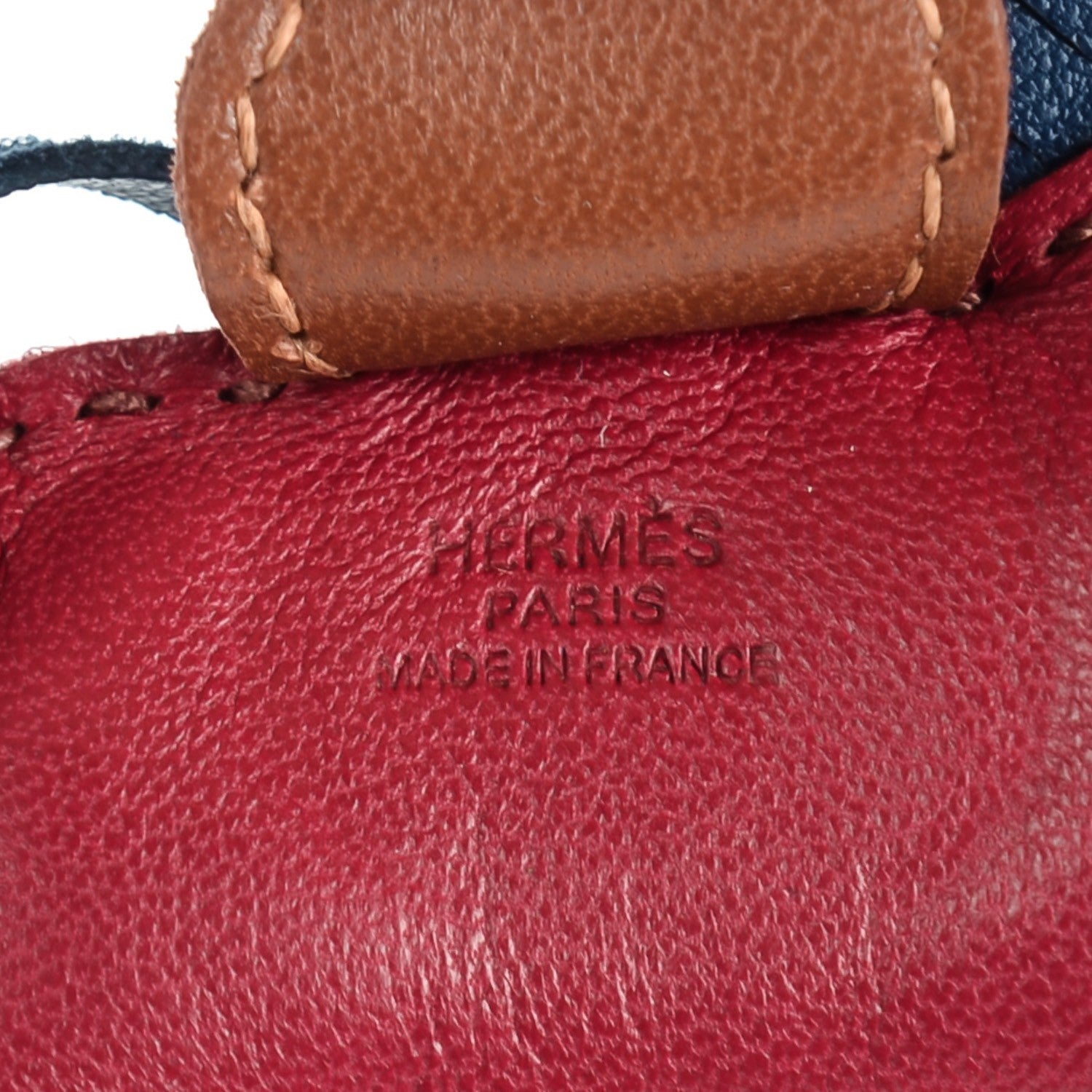 Hermes Milo Lambskin Grigri Rodeo Horse Bag Charm PM Bleu de Malte Rubis Fauve 3 of 4