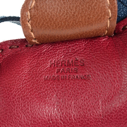 Hermes Milo Lambskin Grigri Rodeo Horse Bag Charm PM Bleu de Malte Rubis Fauve 3 of 4