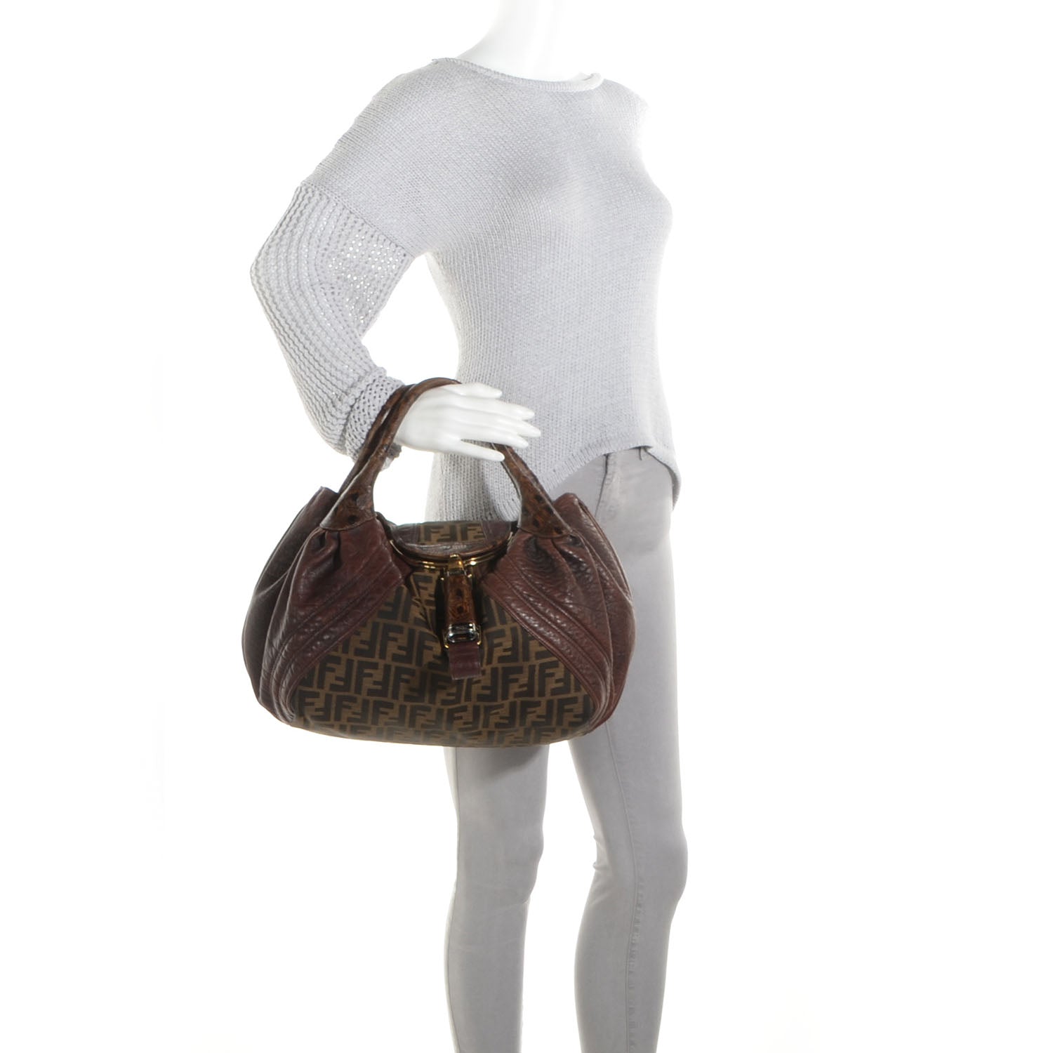 Fendi Zucca Nappa Nuvolata Vitello Tortuga Spy Tobacco Moro 2 of 9