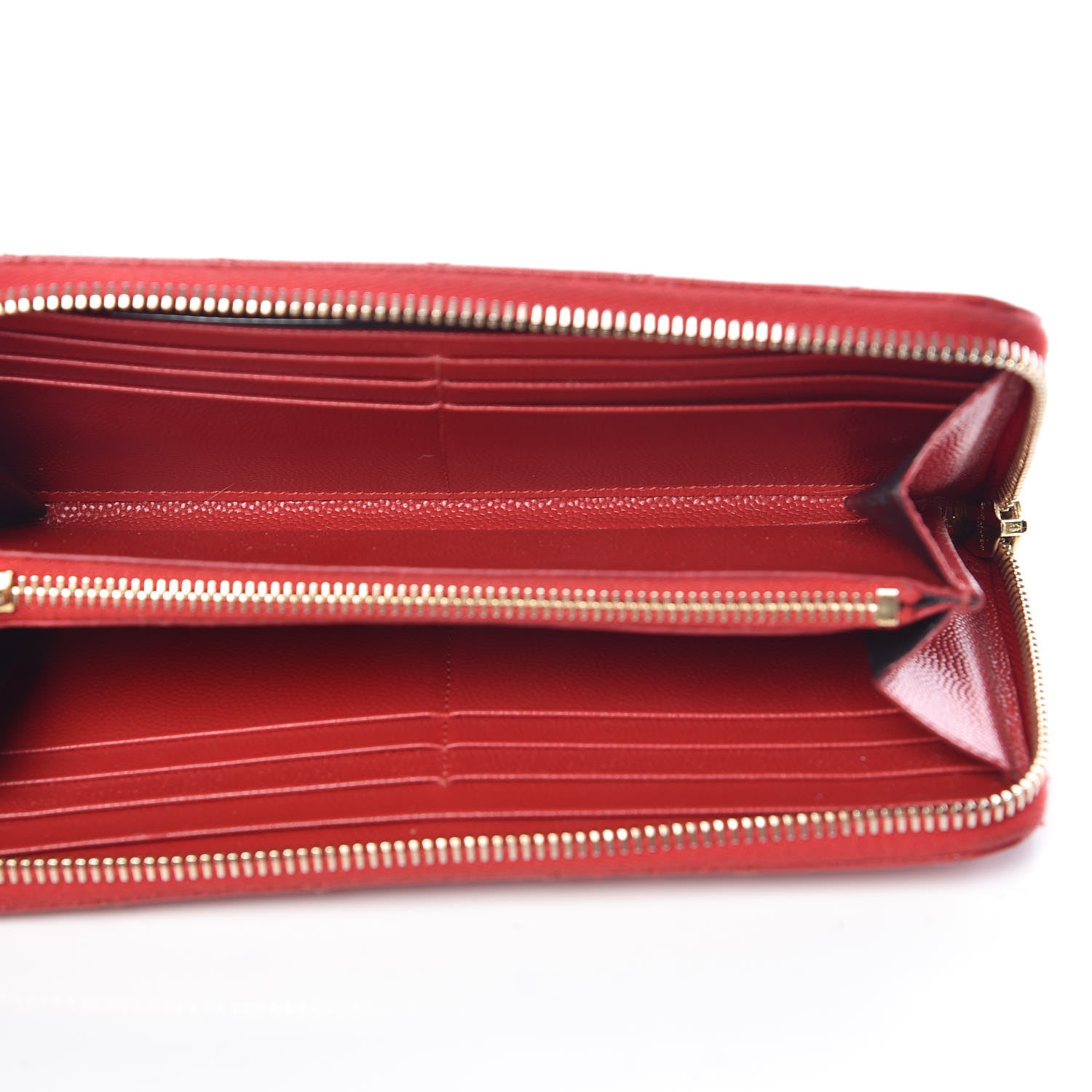 Saint Laurent Grain De Poudre Matelasse Chevron Monogram Zip Around Wallet Red 5 of 10