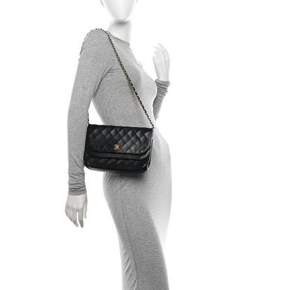 Chanel Lambskin Quilted Medium Round Double Flap Black 2 of 13