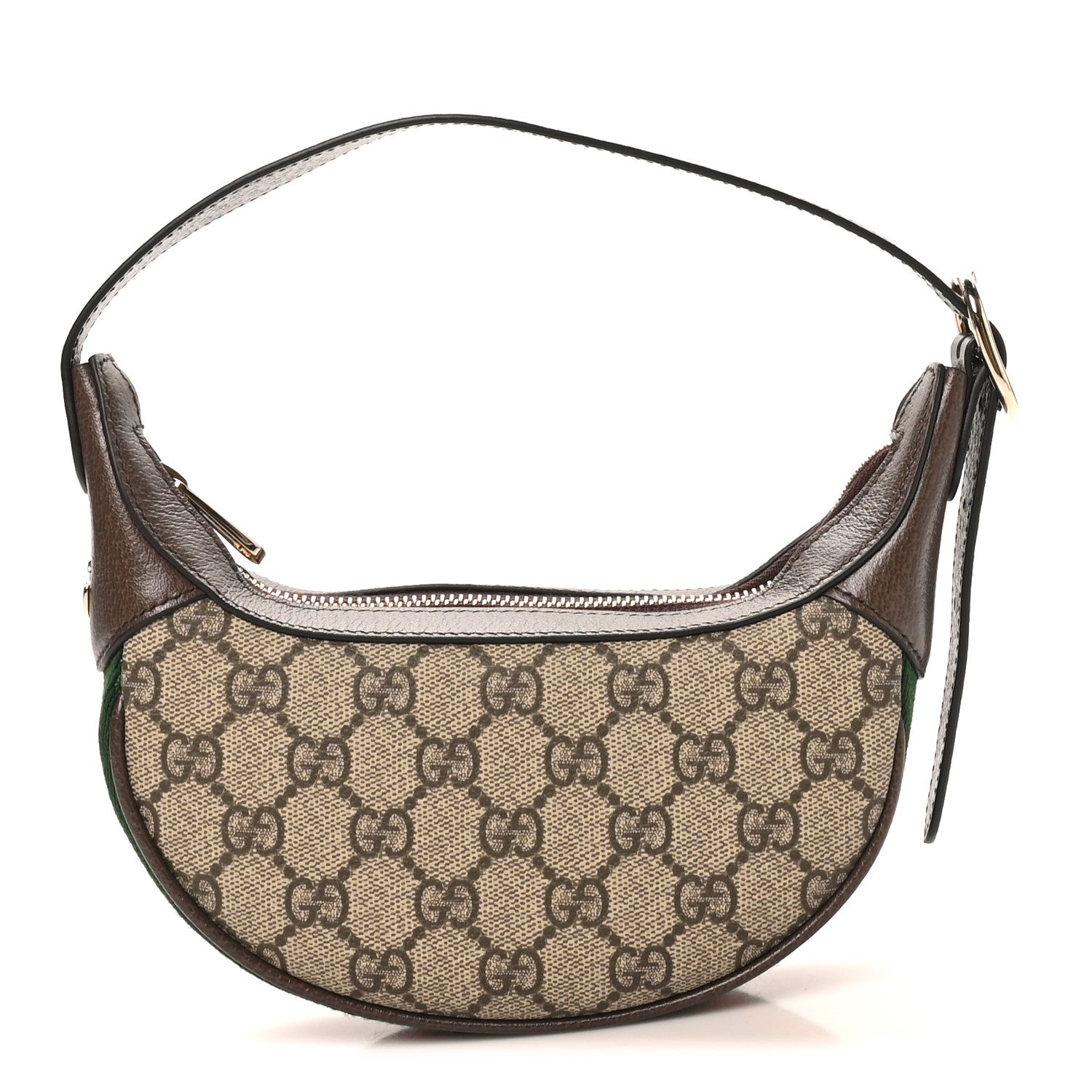 Gucci GG Supreme Monogram Textured Calfskin Web Small Ophidia Shoulder Bag Beige Ebony New Acero 1 of 9