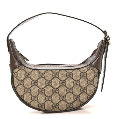 Gucci GG Supreme Monogram Textured Calfskin Web Small Ophidia Shoulder Bag Beige Ebony New Acero 1 of 9