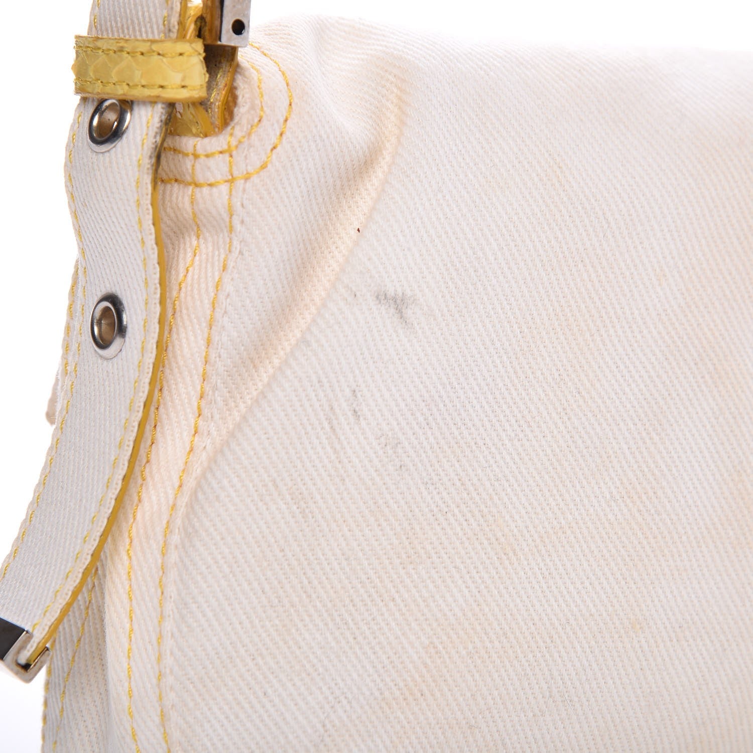 Fendi Denim Python Baguette White Yellow 17 of 21