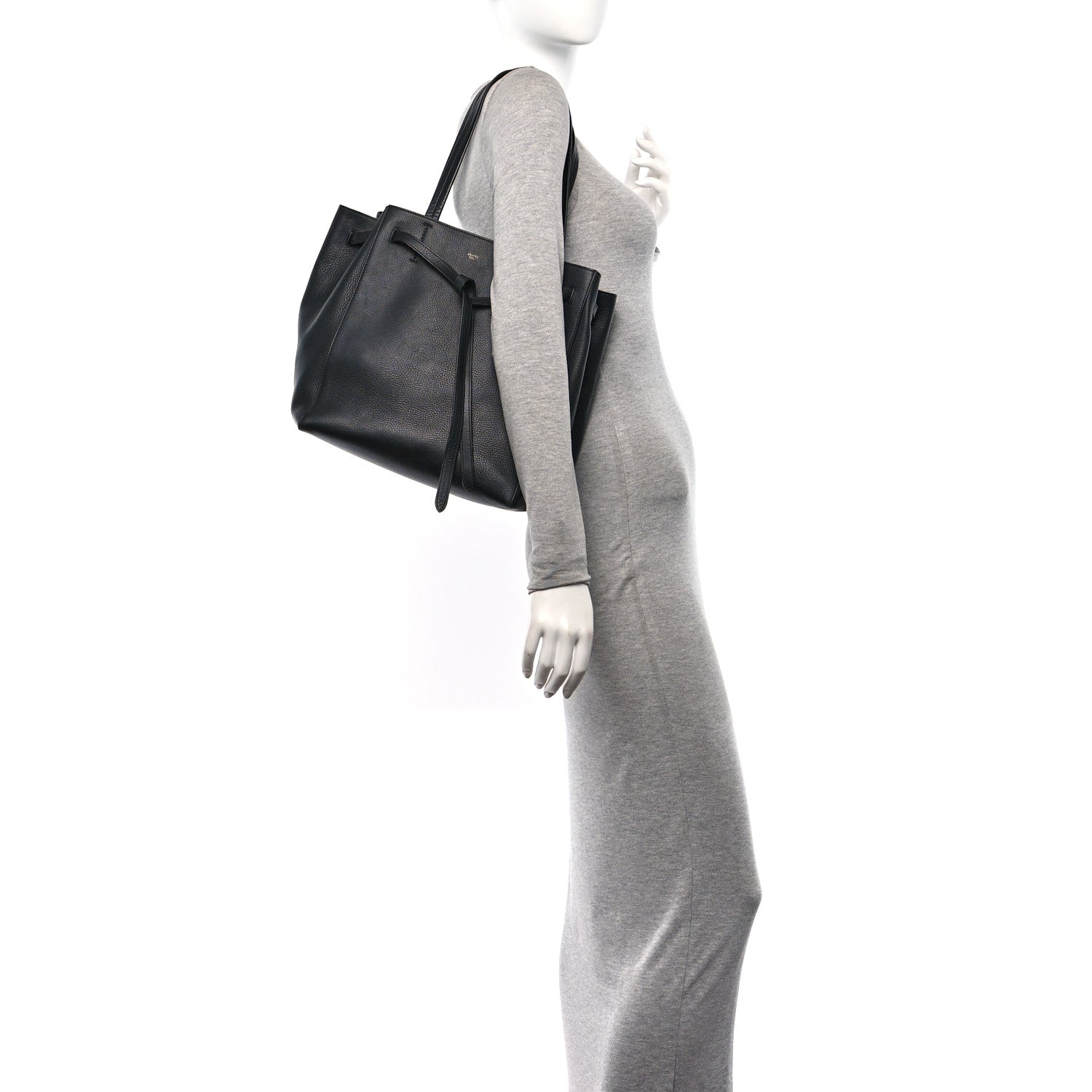 Celine Soft Grained Calfskin Small Belt Cabas Phantom Black 2 of 12