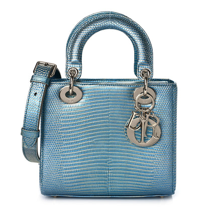 Christian Dior Metallic Lizard Small Lady Dior Blue 1 of 9