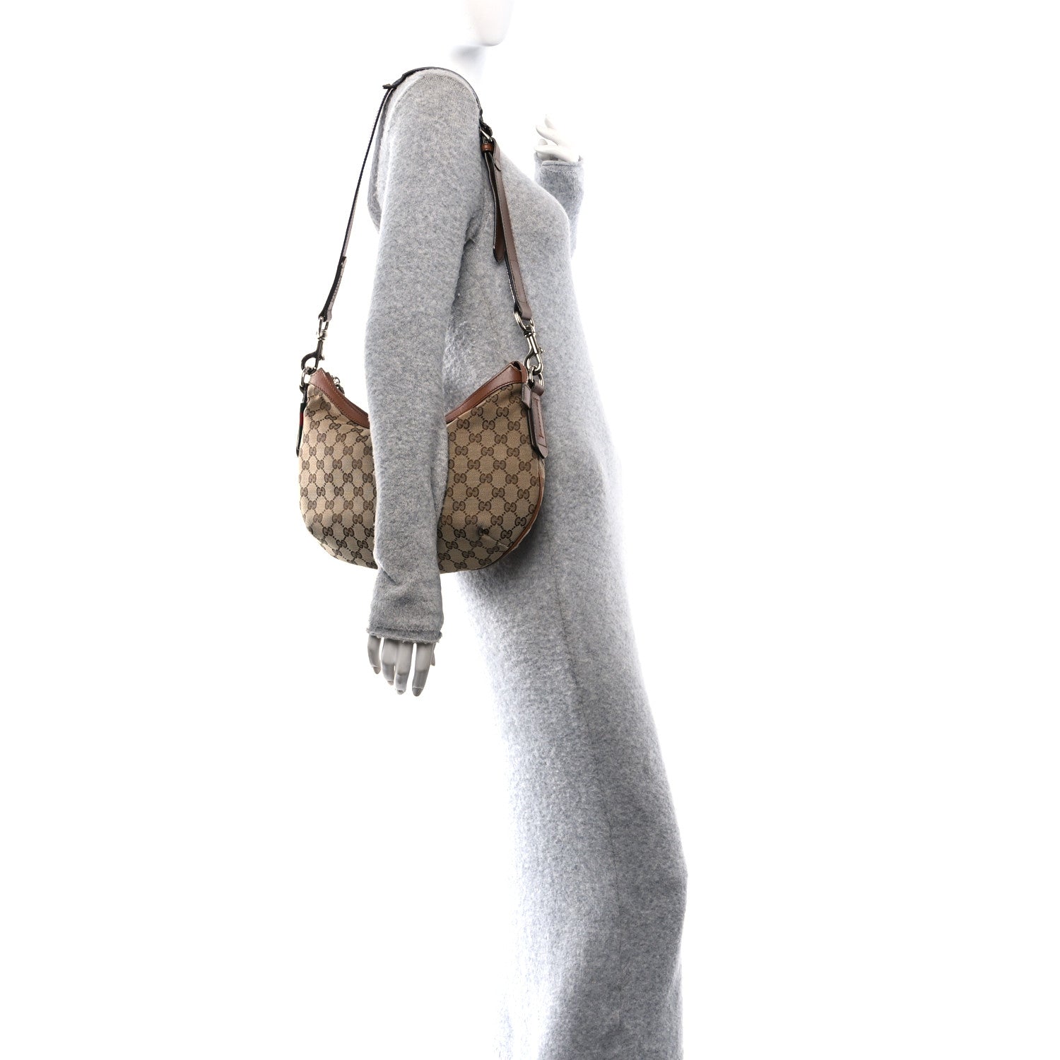 Gucci Monogram Medium Half Moon Hobo Brown 2 of 18