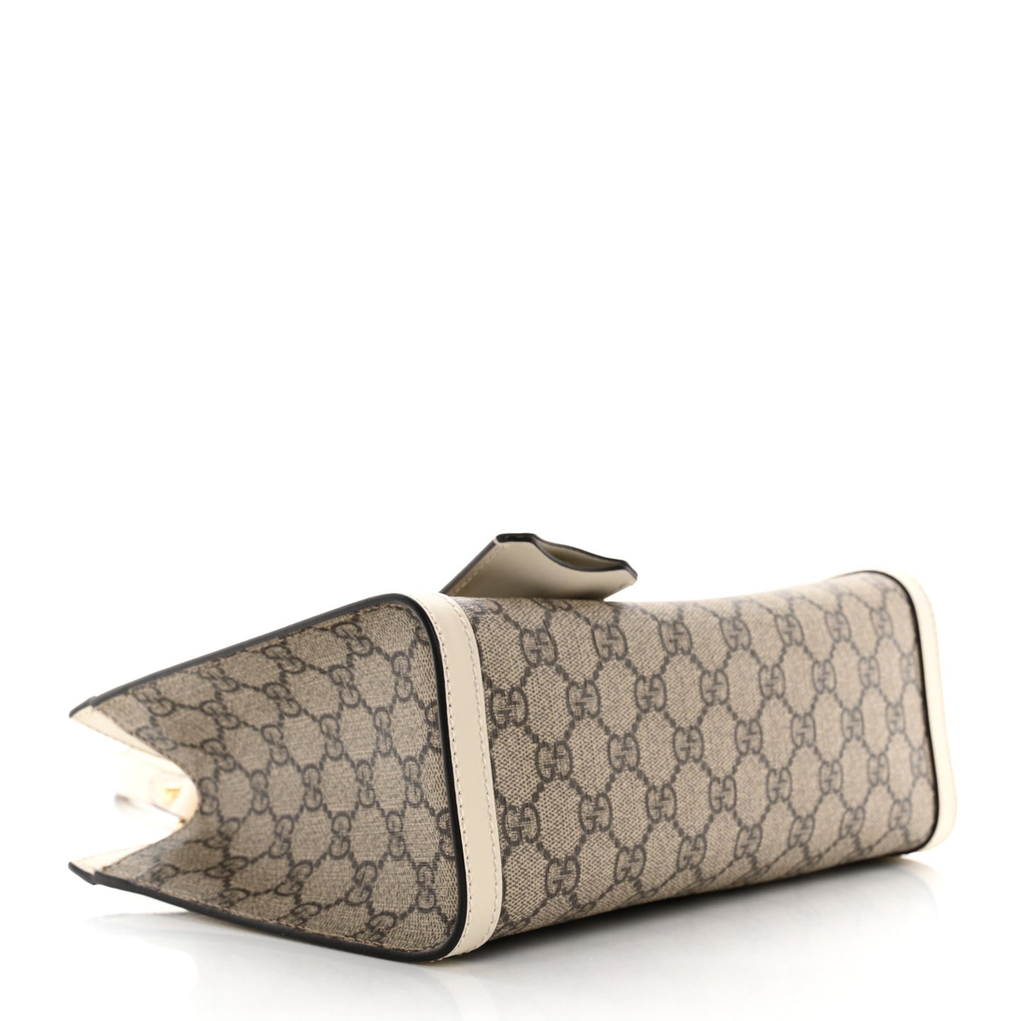 GG Supreme Monogram Moon Calfskin Small Padlock Tote Beige Ebony Mystic White