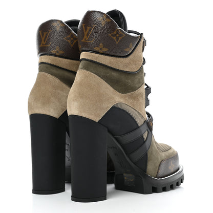 Louis Vuitton Suede Calfskin Monogram Star Trail Ankle Boots 39 Khaki 4 of 7