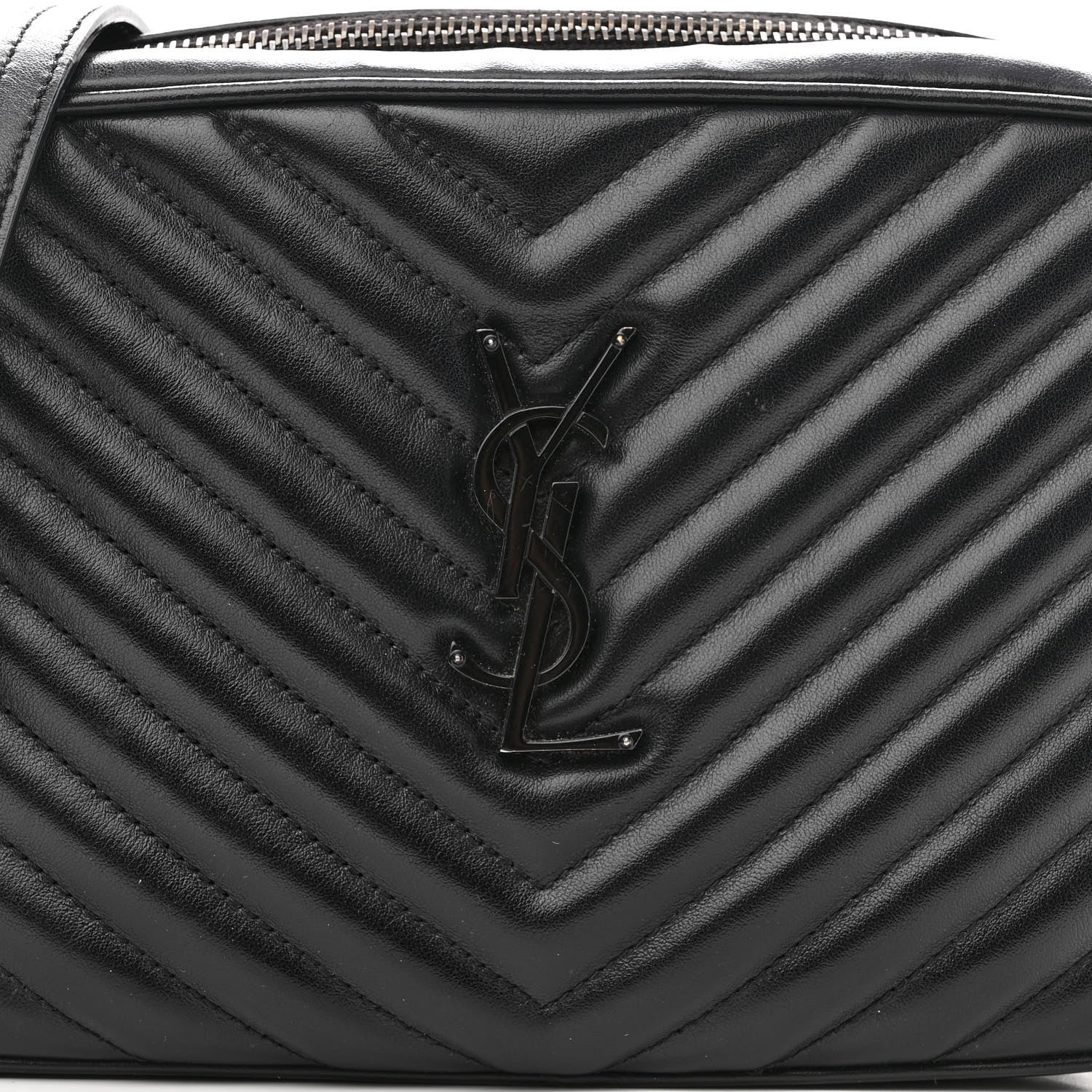 Saint Laurent Calfskin Matelasse Monogram Monochrome Lou Camera Bag Black 6 of 10