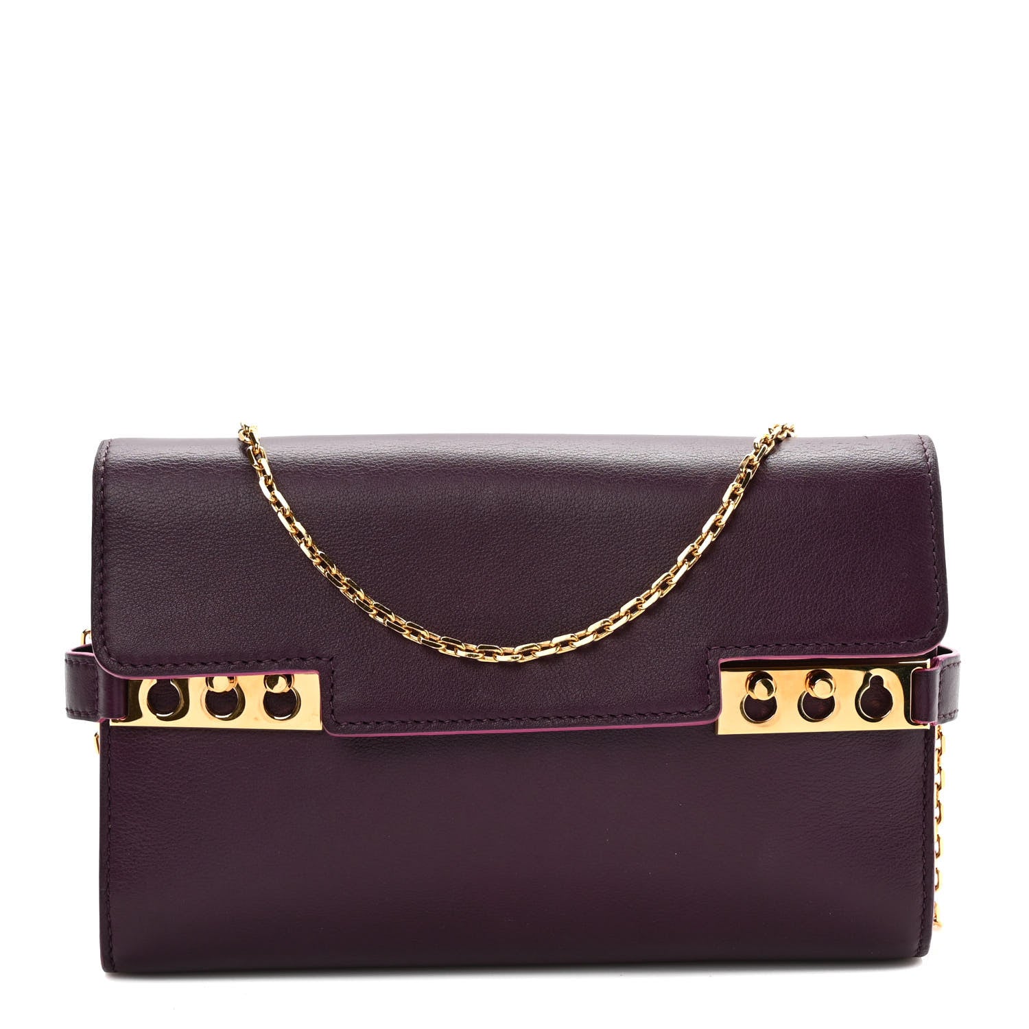 Delvaux Calfskin Tempete Pochette Burgundy 1 of 8