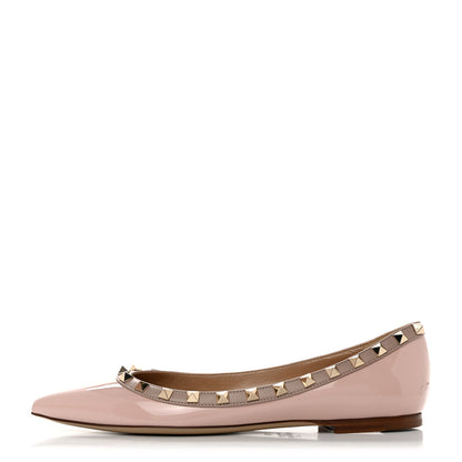 Valentino Garavani Patent Rockstud Ballerina Flats 38 Poudre 1 of 8