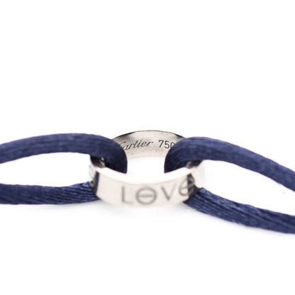 Cartier 18K White Gold Charity LOVE Adjustable Cord Bracelet Navy Blue 3 of 5