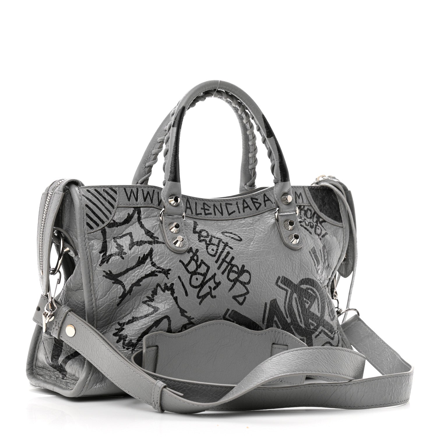 Balenciaga Agneau Arena Graffiti All Over Classic Silver Hardware S City Balenciaga Grey Black 3 of 10