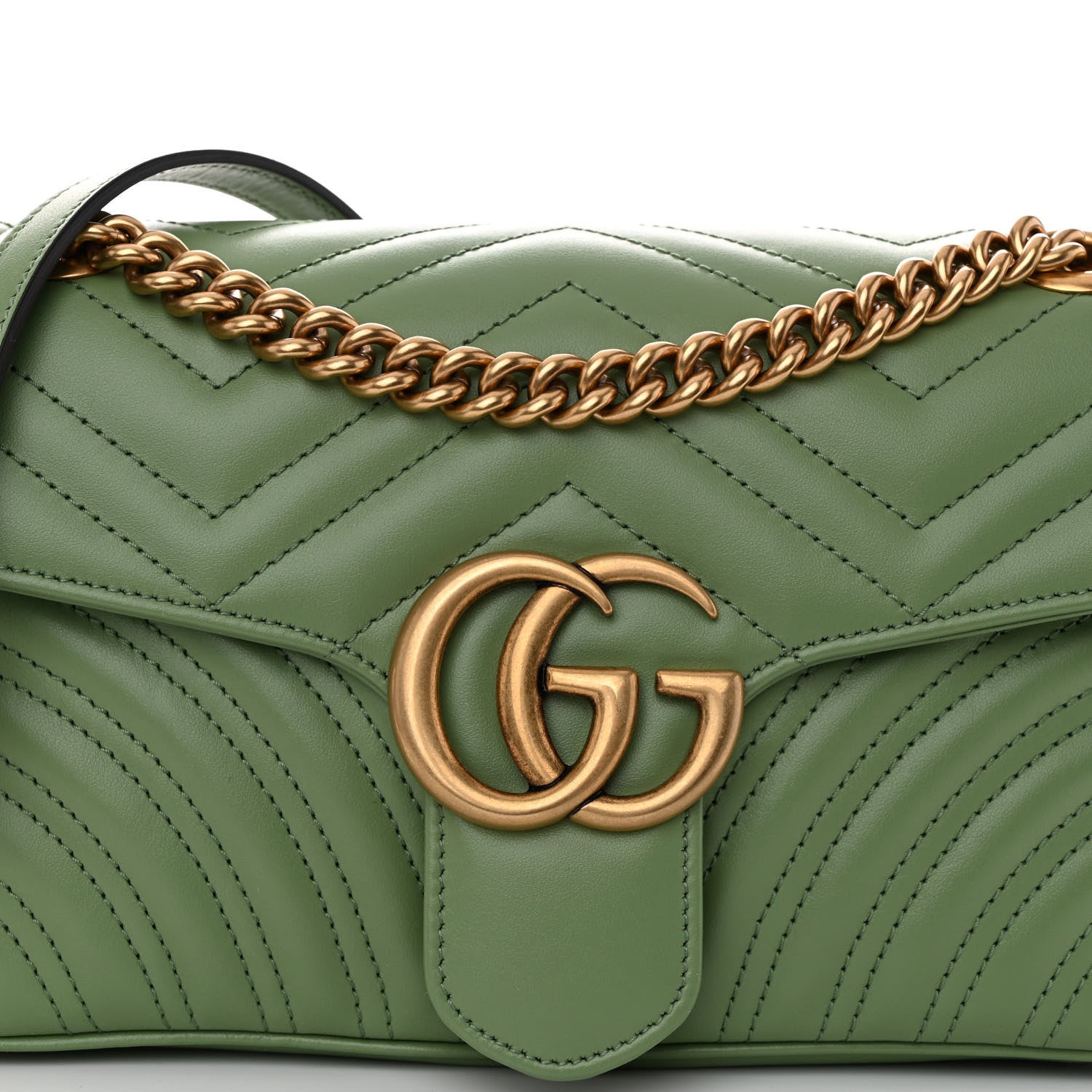 Gucci Calfskin Matelasse Small GG Marmont Shoulder Bag Salamander Green 8 of 10