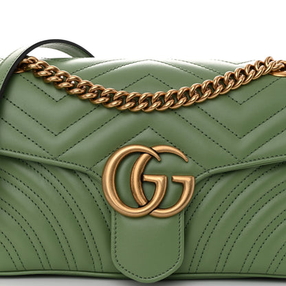 Gucci Calfskin Matelasse Small GG Marmont Shoulder Bag Salamander Green 8 of 10