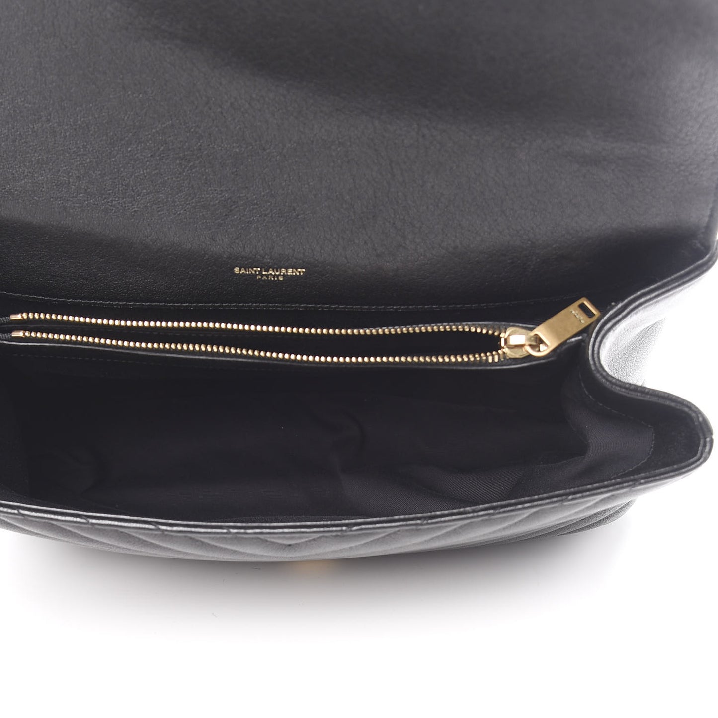 Sheepskin Matelasse Chevron Monogram Large College Satchel Black