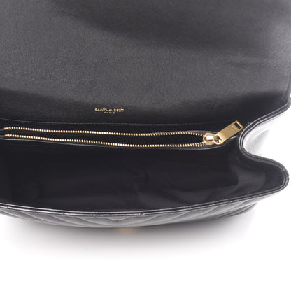 Saint Laurent Sheepskin Matelasse Chevron Monogram Large College Satchel Black 6 of 12