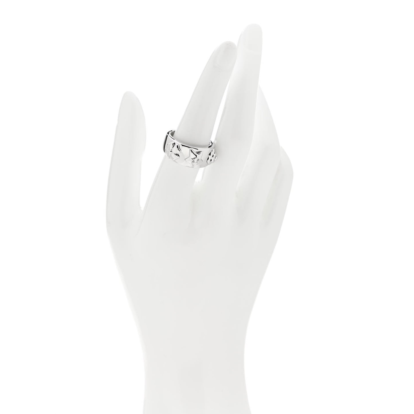 18K White Gold Diamond 3 Symbols Ring 56 7.5