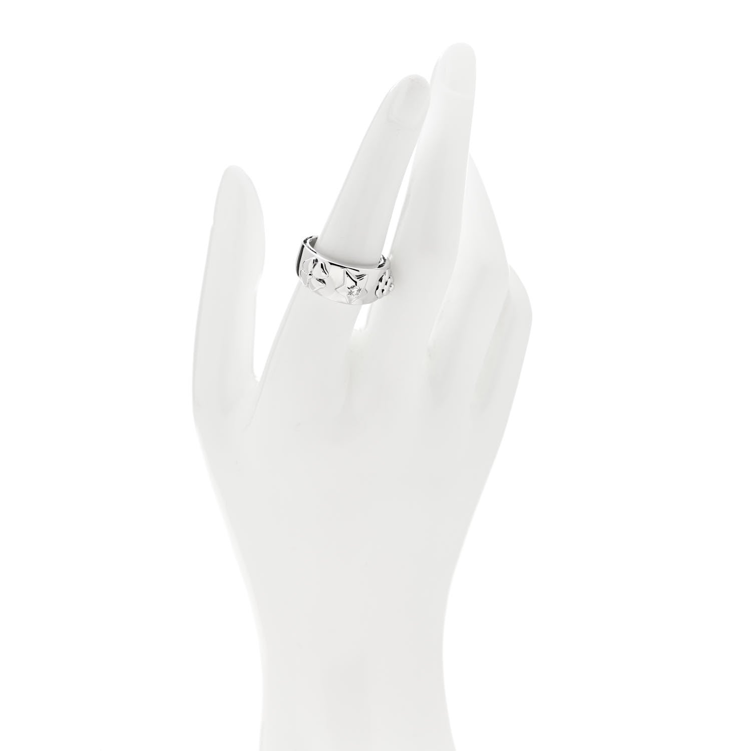 Chanel 18K White Gold Diamond 3 Symbols Ring 56 7.5 2 of 4