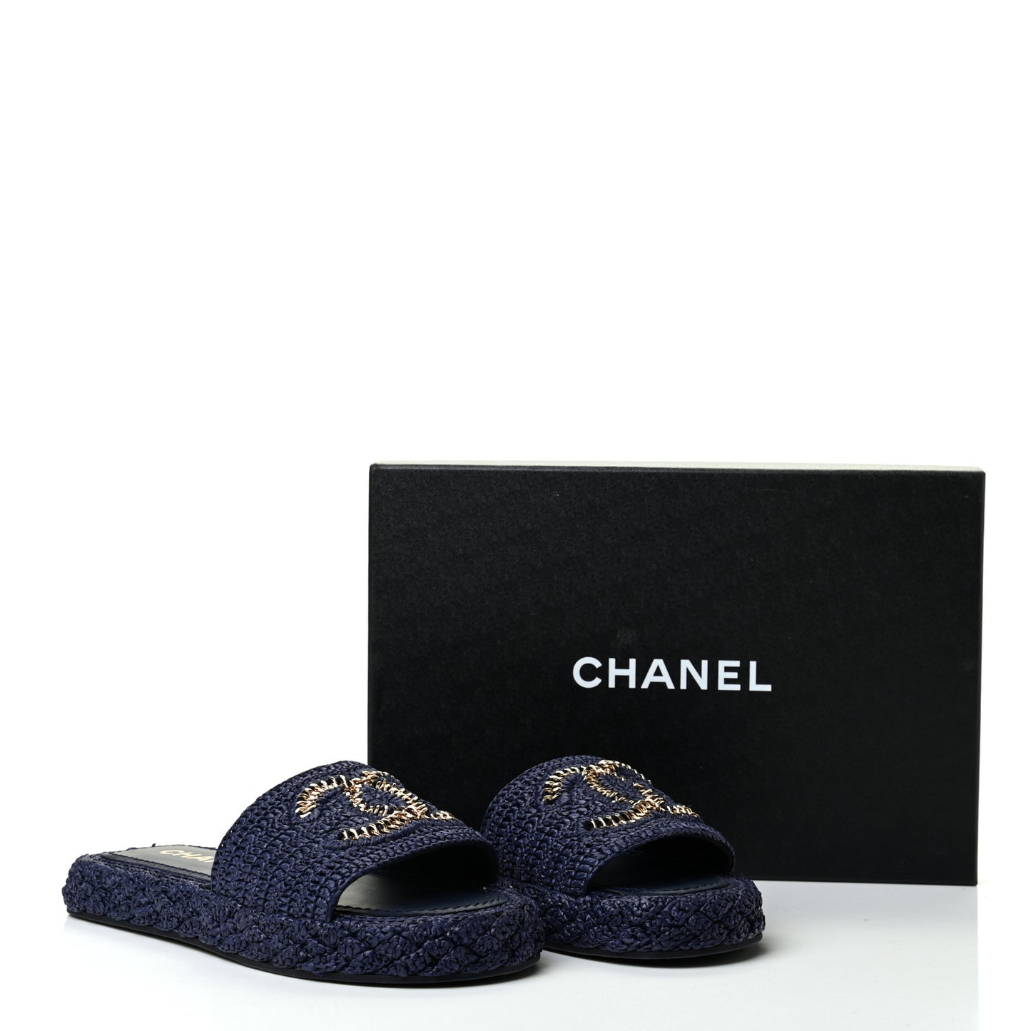Braided Cord CC Mules 38 Navy Blue