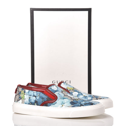 Gucci GG Supreme Monogram Blooms Womens Slip On Sneakers 39 Beige Blue Navy Red 9 of 9