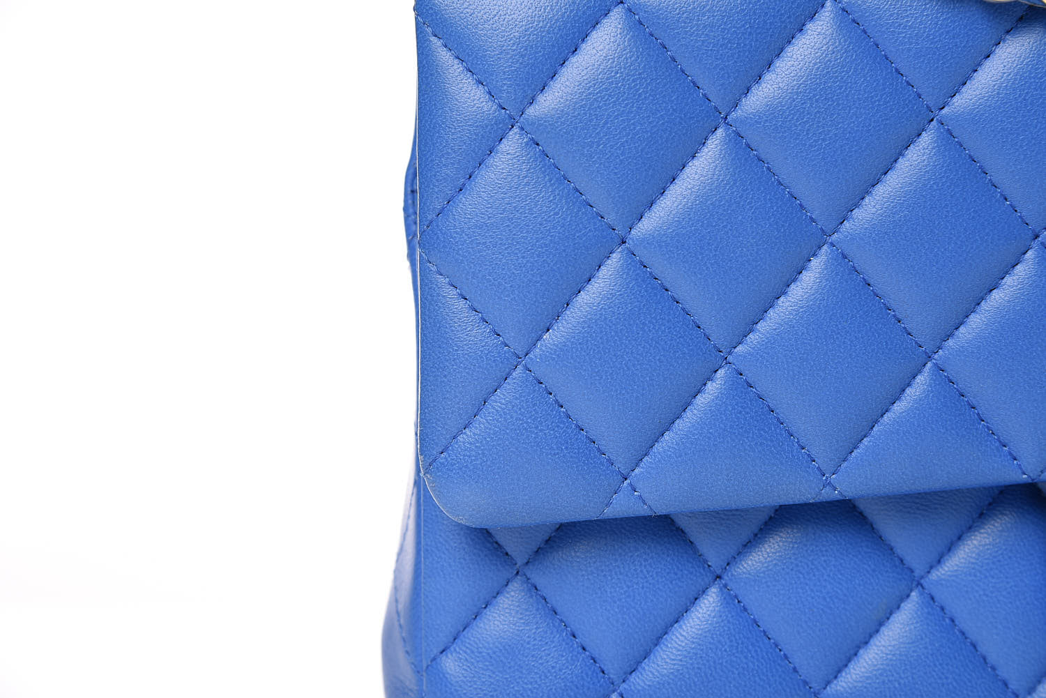 Chanel Lambskin Quilted Medium Double Flap Blue 14 of 18