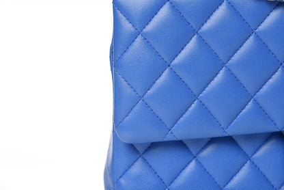 Chanel Lambskin Quilted Medium Double Flap Blue 14 of 18