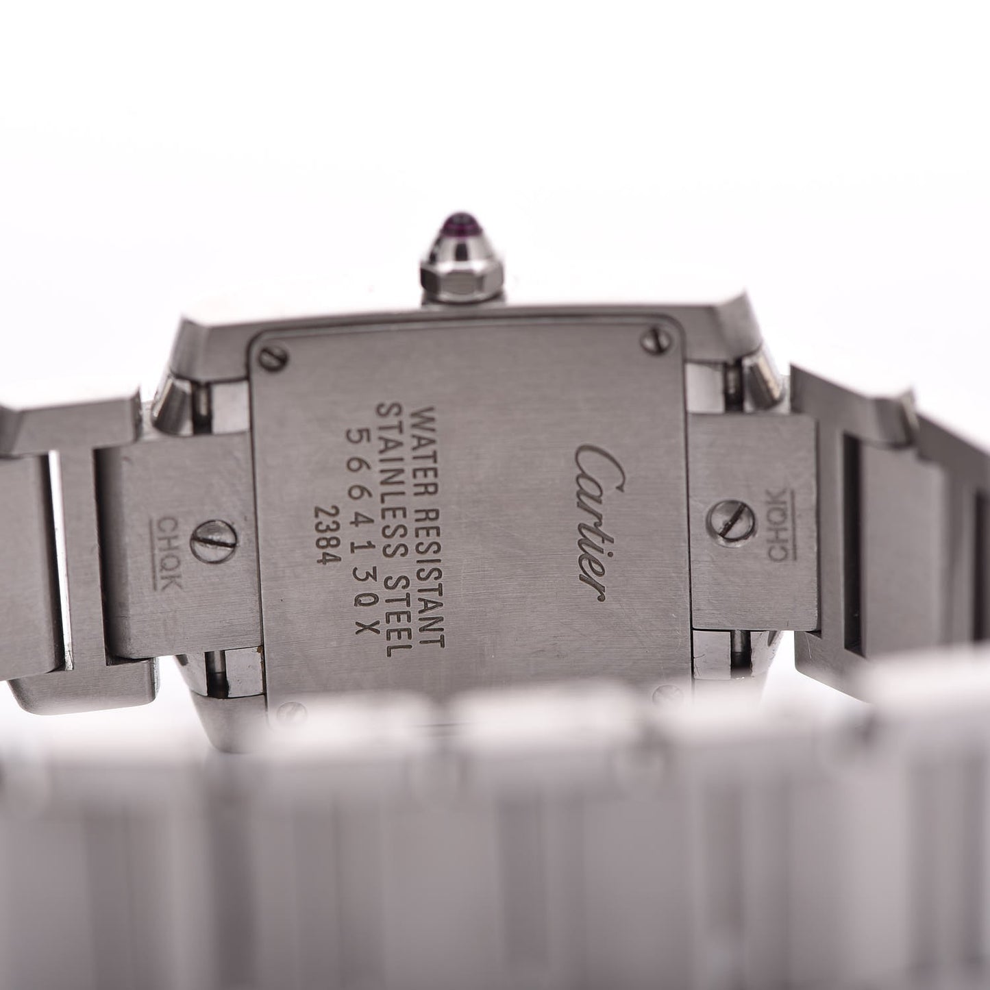 Stainless Steel Pink Mother of Pearl 20mm Tank Francaise Quartz Watch