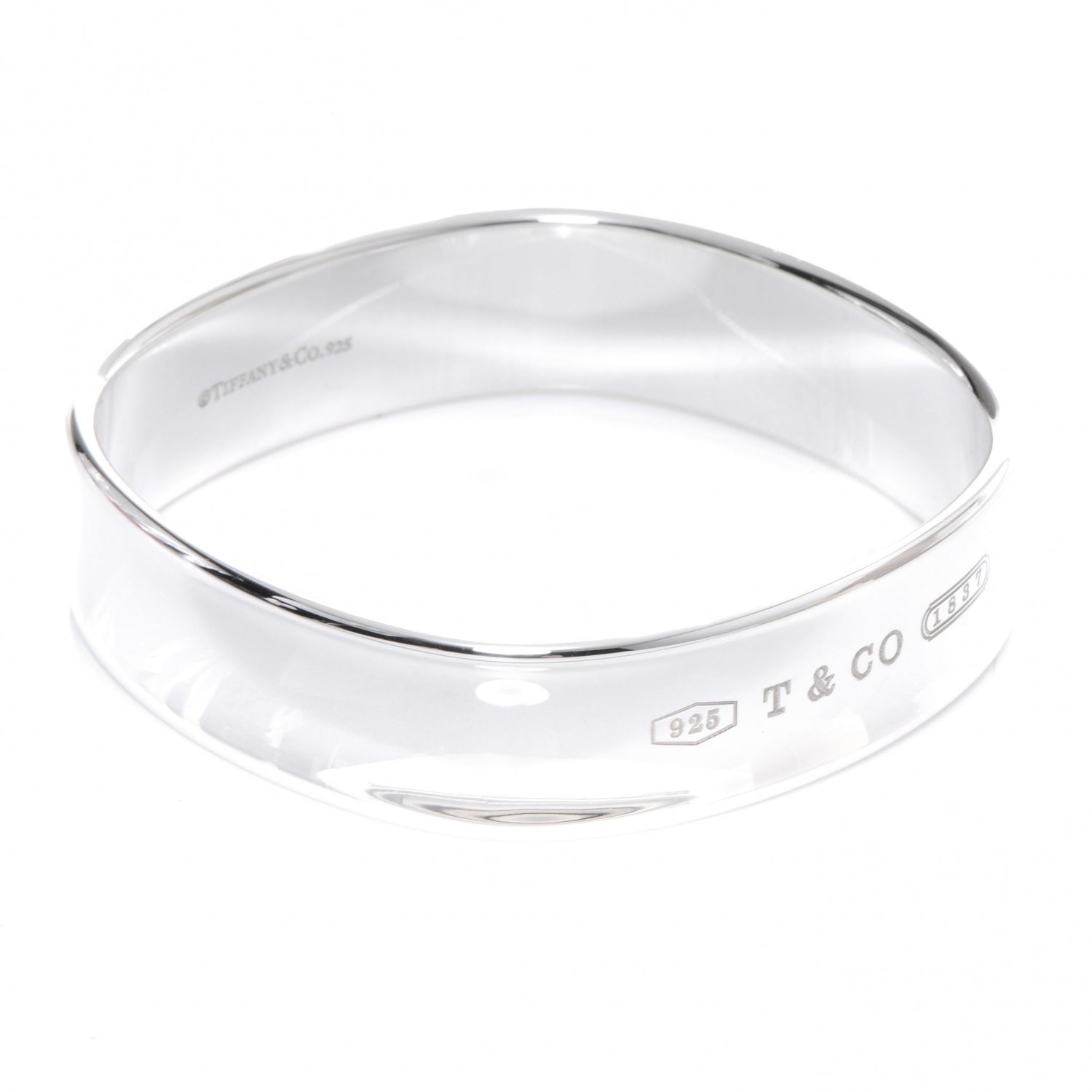 Tiffany Sterling Silver 1837 Cushion Bangle Bracelet 4 of 5