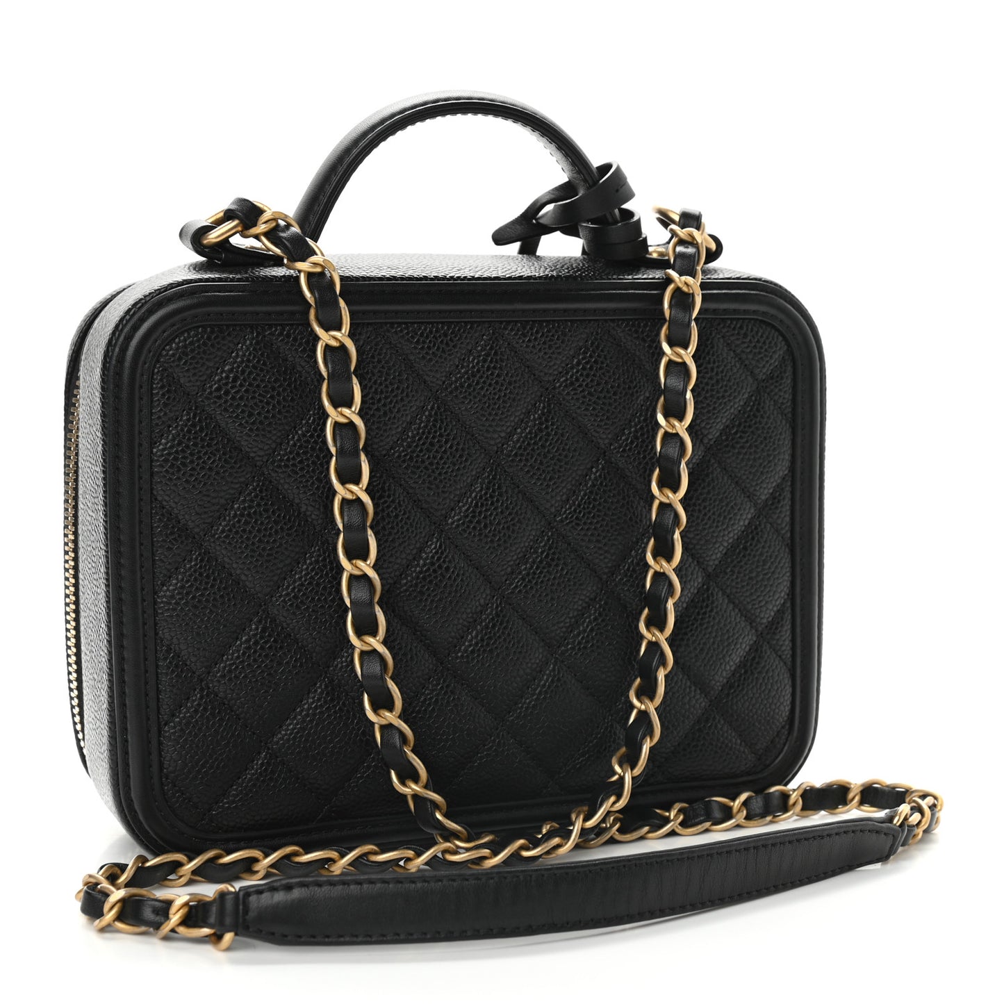 Caviar Quilted Medium CC Filigree Vanity Case Black
