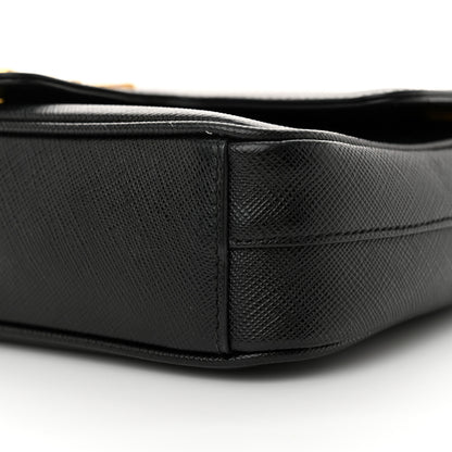 Prada Saffiano Flap Shoulder Bag Black 10 of 13