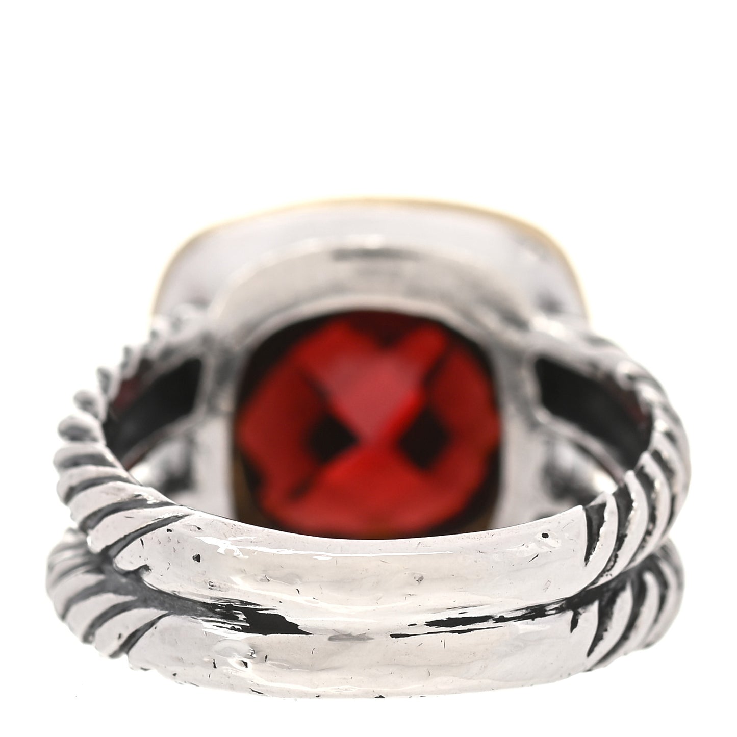Sterling Silver 18K Yellow Gold Diamond Garnet 11mm Albion Ring 54 7