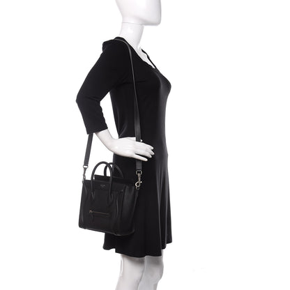 Celine Drummed Calfskin Nano Luggage Black 2 of 9