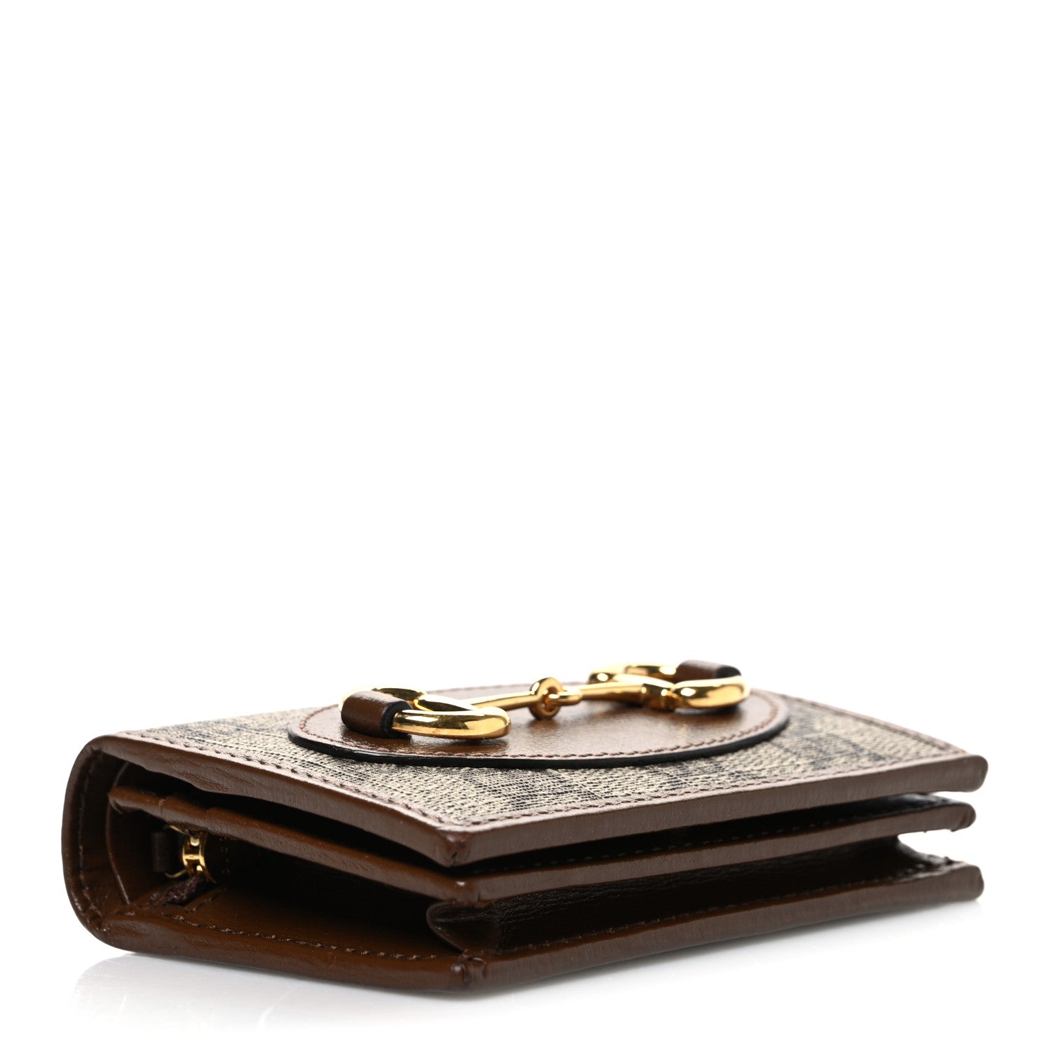 Gucci GG Supreme Monogram Horsebit 1955 Card Case Wallet Beige Ebony Brown Sugar 4 of 8