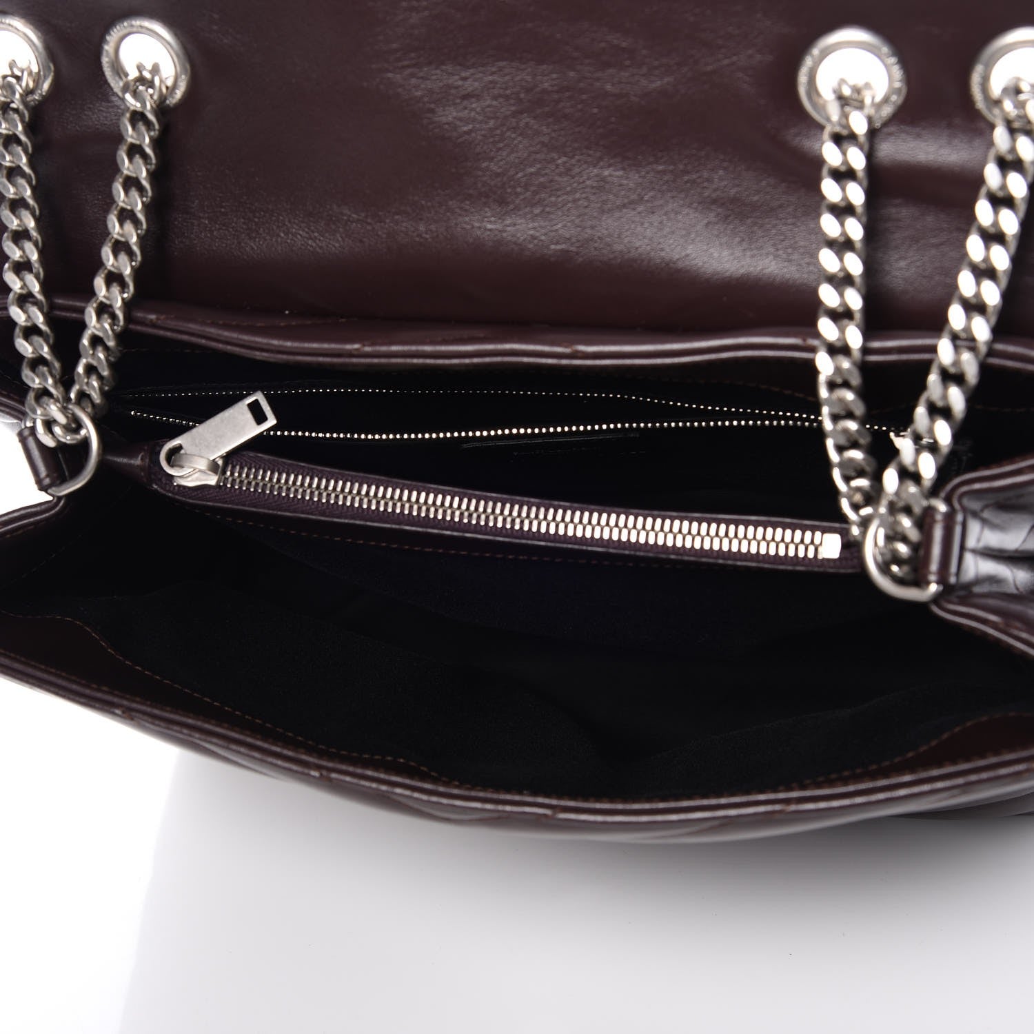 Saint Laurent Calfskin Y Quilted Monogram Medium Loulou Chain Satchel Amaranto 6 of 8