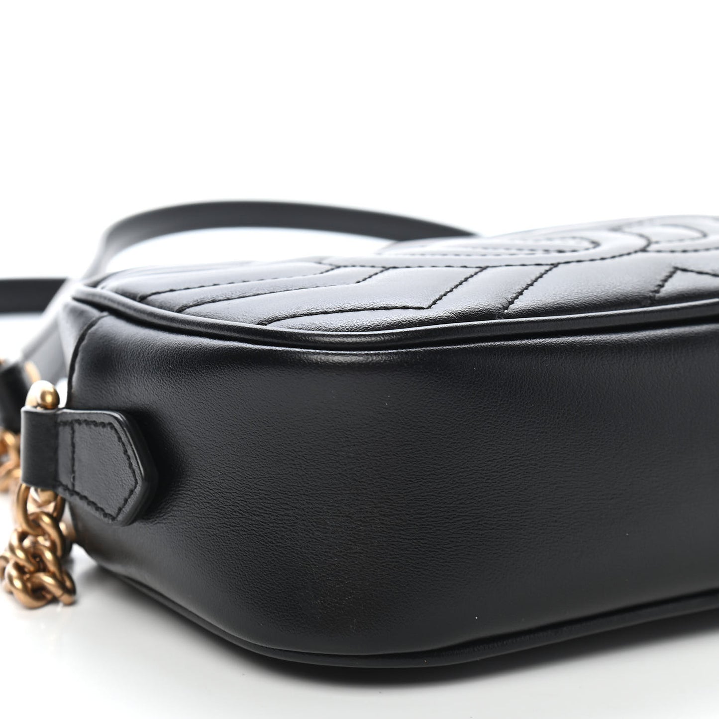Calfskin Matelasse Mini GG Marmont Chain Shoulder Bag Black