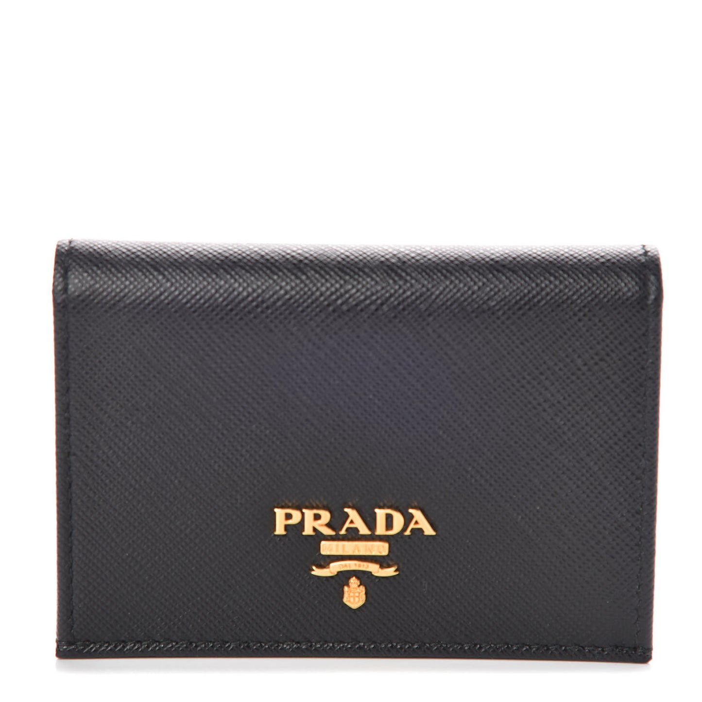Saffiano Metal Bi-Fold Card Holder Wallet Black