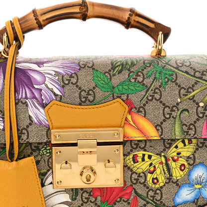 Gucci GG Supreme Monogram Flora Small Padlock Bamboo Shoulder Bag Beige Multicolor Crop 8 of 11