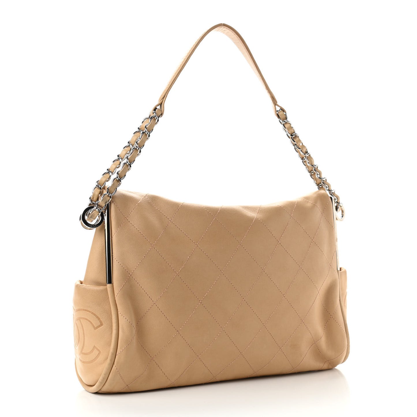Lambskin Stitched Medium Ultimate Soft Tote Beige