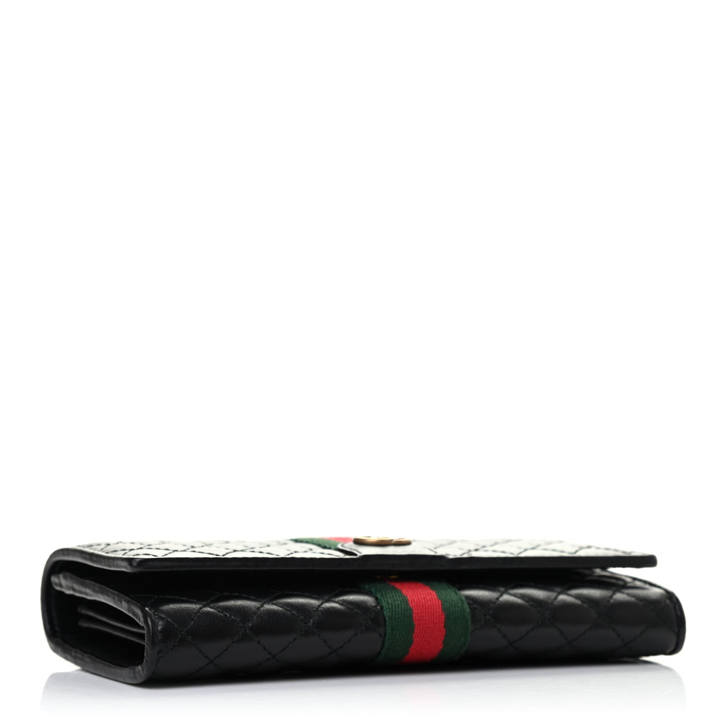Gucci Calfskin Web Trapuntata GG Continental Wallet Black 3 of 5