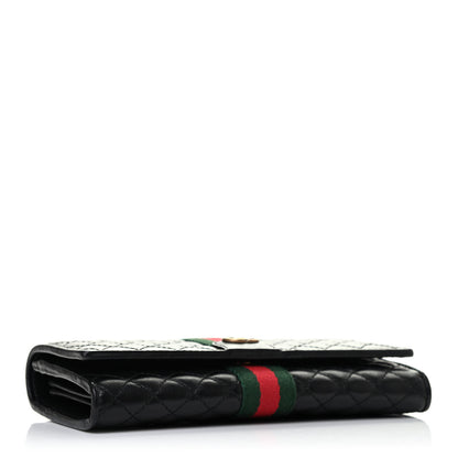 Gucci Calfskin Web Trapuntata GG Continental Wallet Black 3 of 5
