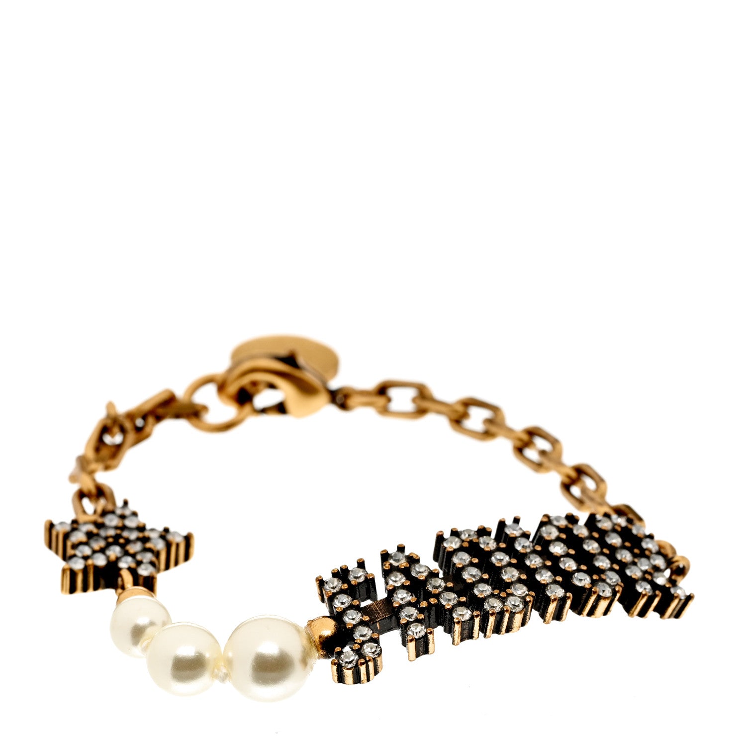 Christian Dior Metal Crystal Pearl J'Adior Bracelet Gold 1 of 4
