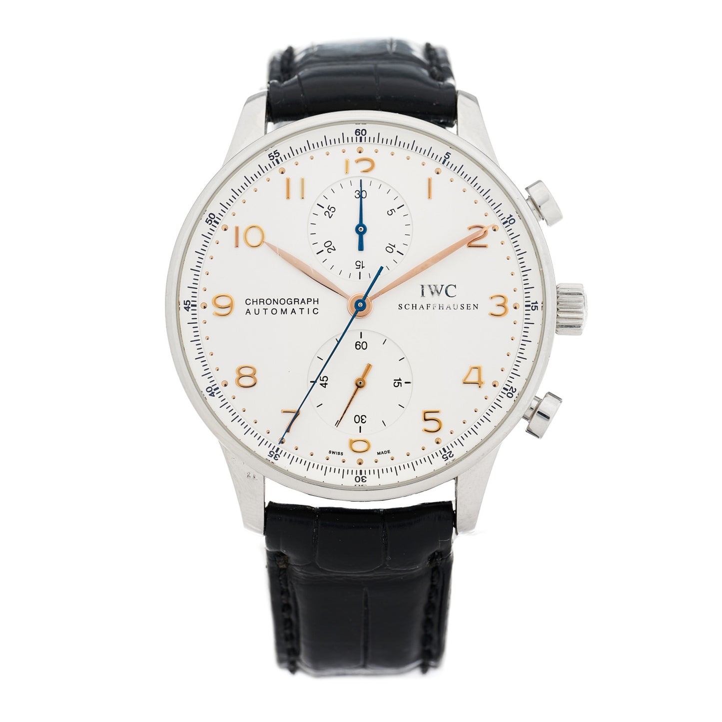 Stainless Steel Alligator 41mm Portugieser Chronograph Automatic Watch IW371401