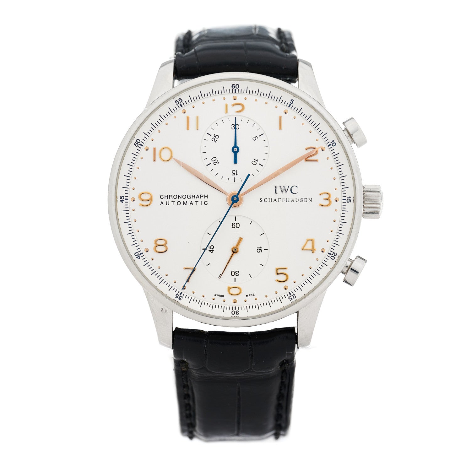 IWC Stainless Steel Alligator 41mm Portugieser Chronograph Automatic Watch IW371401 1 of 4