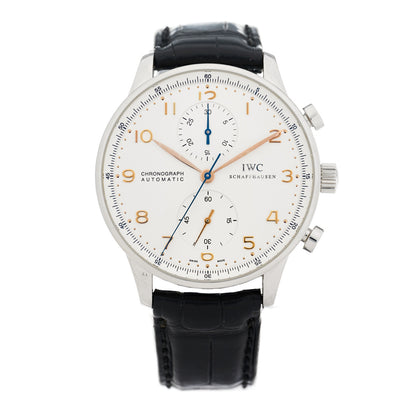 IWC Stainless Steel Alligator 41mm Portugieser Chronograph Automatic Watch IW371401 1 of 4