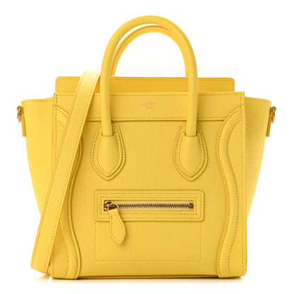 Celine Drummed Calfskin Nano Luggage Citron 1 of 10