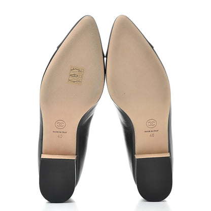 Chanel Lambskin Grosgrain Cap Toe Chain Pumps 40 Black 5 of 8
